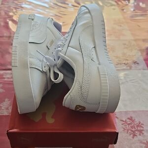 Puma White Sneakers with Gold Details